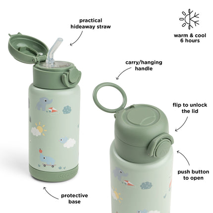 <tc>Done by Deer</tc> Thermos-flaske med sugerør, Playground Green, 340 ml