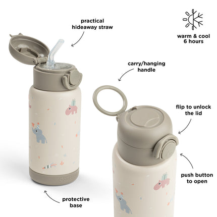 <tc>Done by Deer</tc> Thermos-flaske med sugerør, Celebration Sand, 340 ml