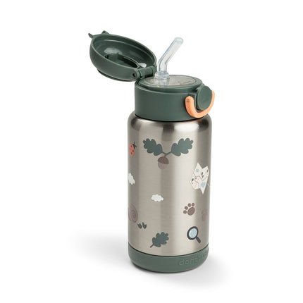 <tc>Done by Deer</tc> Thermos-flaske med sugerør, Tiny Trails Green, 340 ml