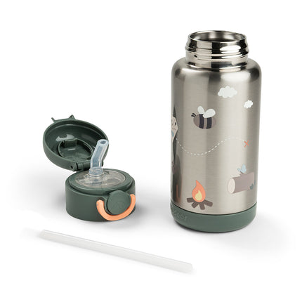 <tc>Done by Deer</tc> Thermos-flaske med sugerør, Tiny Trails Green, 340 ml