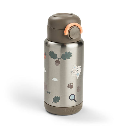 <tc>Done by Deer</tc> Thermos-flaske med sugerør, Tiny Trails Sand, 340 ml