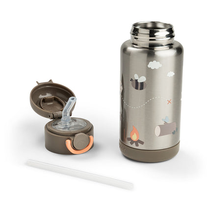 <tc>Done by Deer</tc> Thermos-flaske med sugerør, Tiny Trails Sand, 340 ml