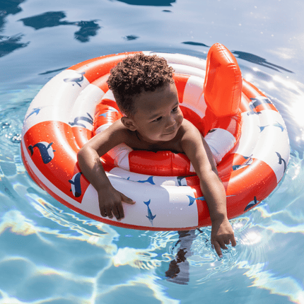 <tc>Swim Essentials</tc> Baby-svømmevest, hvid/rød med havstriber, 0–1 år