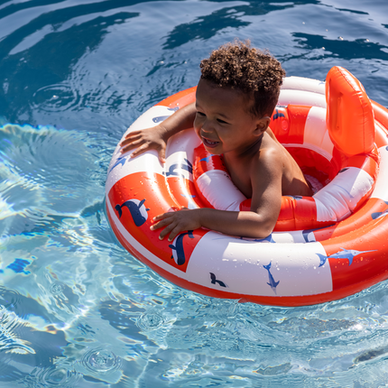 <tc>Swim Essentials</tc> Baby-svømmevest, hvid/rød med havstriber, 0–1 år