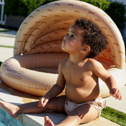 <tc>Swim Essentials</tc> Børnebassin – Beige leopardmønster med overdækning