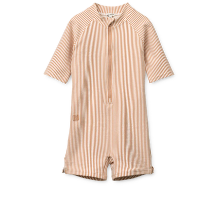 Liewood Badedragt til børn, seersucker, kortærmet, stribet, Pale Tuscany / Creme De La Creme
