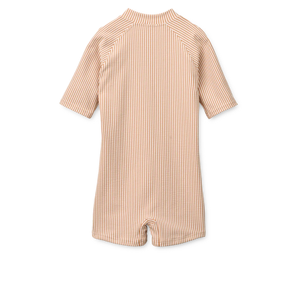 Liewood Badedragt til børn, seersucker, kortærmet, stribet, Pale Tuscany / Creme De La Creme