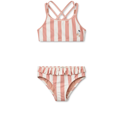 Liewood Børnebikini i farverne Coral Blush / Creme De La Creme Stripe