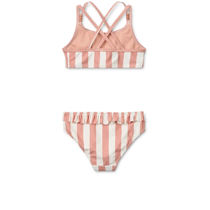 Liewood Børnebikini i farverne Coral Blush / Creme De La Creme Stripe