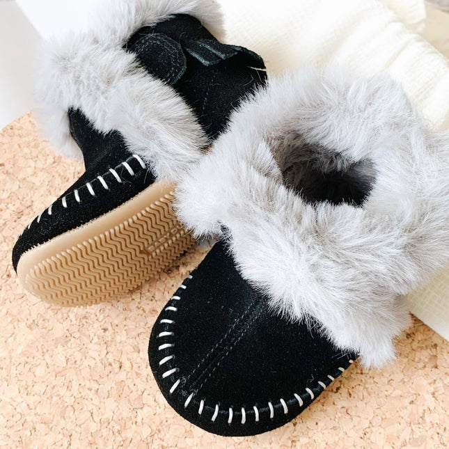 Baby Dutch Baby Schoentjes Hoog Zwart/Grijs koop je bij Babywinkel