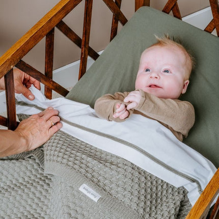 Baby's Only Wieglaken Gebreid Bies Urban Green/Wit koop je bij Babywinkel