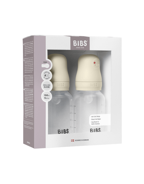 BIBS Flesspeen Rond Silicone 2 Pack 150 Ml Slow Flow Ivory koop je bij Babywinkel