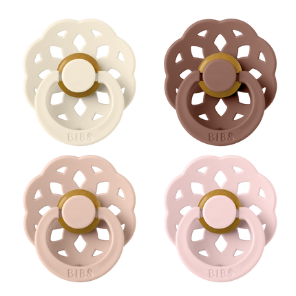 <tc>BIBS</tc> Patte størrelse 1 Boheme Elfenben/Blush/Woodchuck/Blossom 4 stk
