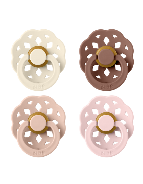 <tc>BIBS</tc> Patte størrelse 1 Boheme Elfenben/Blush/Woodchuck/Blossom 4 stk
