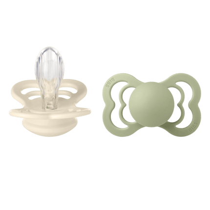 BIBS Speen Maat 1 Ivory/Sage Supreme Silicone 2st koop je bij Babywinkel
