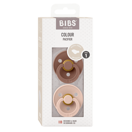 BIBS Speen Maat 1 Latex Anatomical Blush/Woodchuck 2st koop je bij Babywinkel