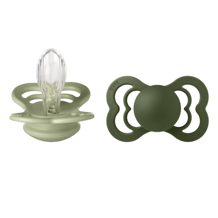BIBS Speen Maat 1 Sage/Hunter Green Supreme Silicone 2st koop je bij Babywinkel