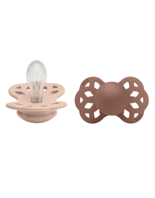 BIBS Speen Maat 1 Silicone Symmetrical Blush/Woodchuck 2st koop je bij Babywinkel
