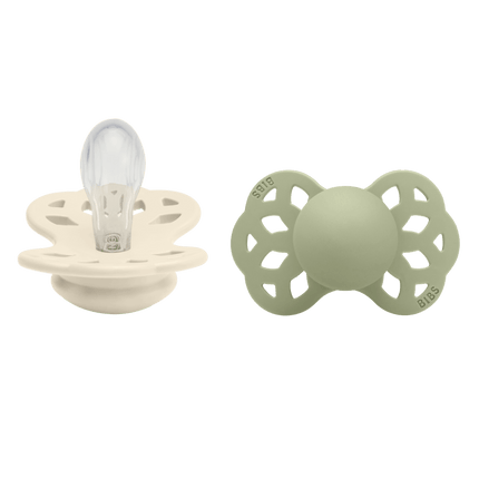 BIBS Speen Maat 1 Silicone Symmetrical Ivory/Sage 2st koop je bij Babywinkel