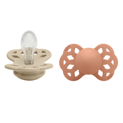 BIBS Speen Maat 1 Silicone Symmetrical Vanilla/Peach 2st koop je bij Babywinkel