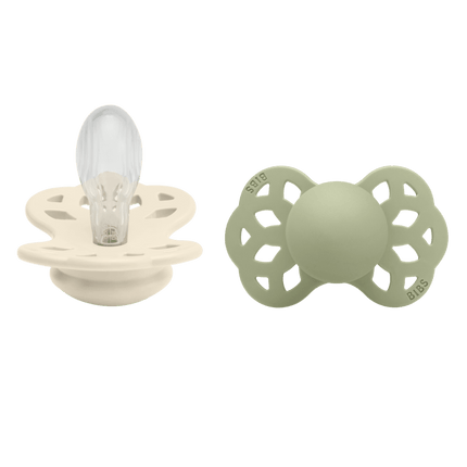 BIBS Speen Maat 2 Silicone Symmetrical Ivory/Sage 2st koop je bij Babywinkel