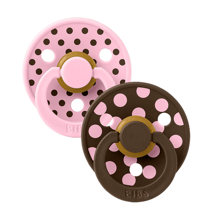 BIBS Spenen Maat 1 Studio Colour Polka Latex Baby Pink/Mocha 2st koop je bij Babywinkel