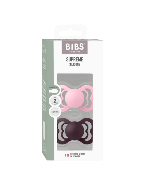 BIBS Spenen Maat 1 Supreme Siliconen Baby Pink/Plum 2st koop je bij Babywinkel
