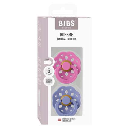 BIBS Spenen Maat 2 BOHEME Bubblegum/Peri 2st koop je bij Babywinkel