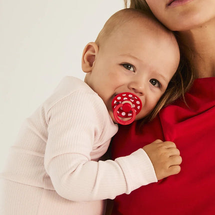 BIBS Spenen Maat 2 Studio Colour Polka Latex Blossom/Candy Apple 2st koop je bij Babywinkel
