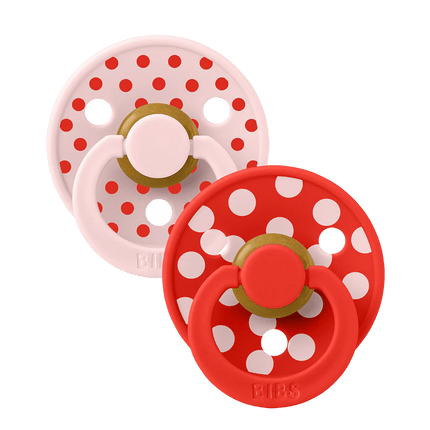 BIBS Spenen Maat 2 Studio Colour Polka Latex Blossom/Candy Apple 2st koop je bij Babywinkel
