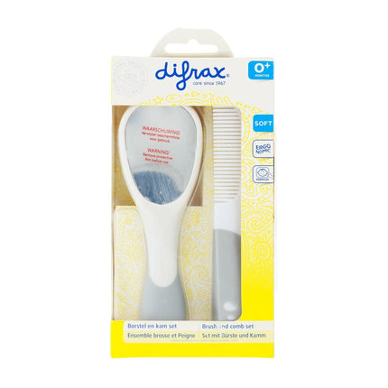 Difrax Borstel En Kam Set Zilver koop je bij Babywinkel