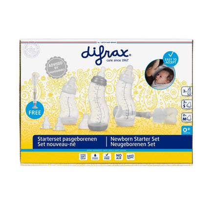 Difrax Startersset 2: 3 Fles Fles 5 Speen En Flesborstel koop je bij Babywinkel