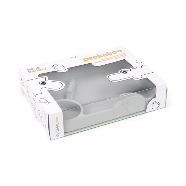 Done by Deer Baby Bordje Peekaboo Deer Friends Grey koop je bij Babywinkel
