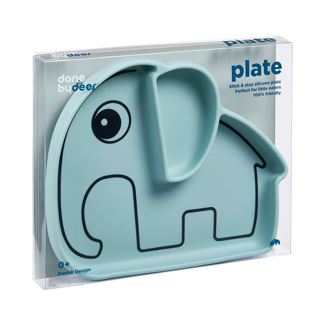 Done by Deer Baby Bordje Siliconen Stick&Stay Elphee Blue koop je bij Babywinkel