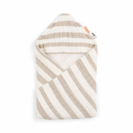 Done by Deer Badcape Baby Stripes Gots Sand koop je bij Babywinkel