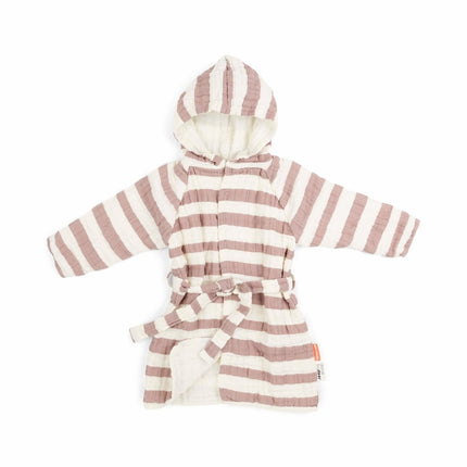 Done by Deer Badjas Baby Stripes Powder koop je bij Babywinkel