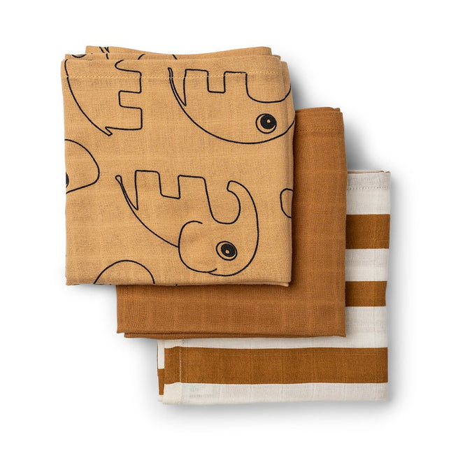 Done by Deer Hydrofiele Doek Deer Friends Mosterd 3st koop je bij Babywinkel