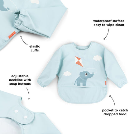 Done by Deer Slabbetje Playground Blue met Mouwen koop je bij Babywinkel