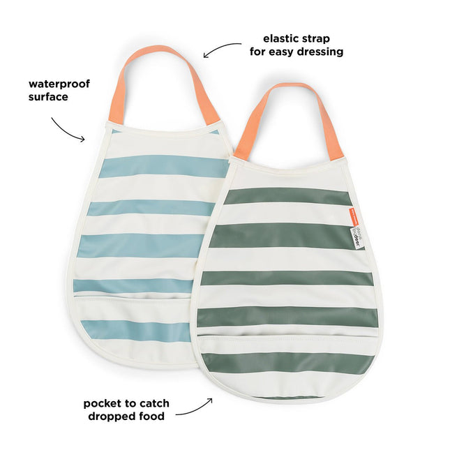 Done by Deer Slabbetje Stripes Blue/Green 2st koop je bij Babywinkel