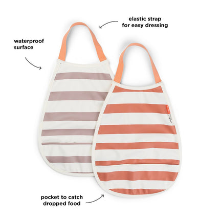 Done by Deer Slabbetje Stripes Papaya/Powder 2st koop je bij Babywinkel