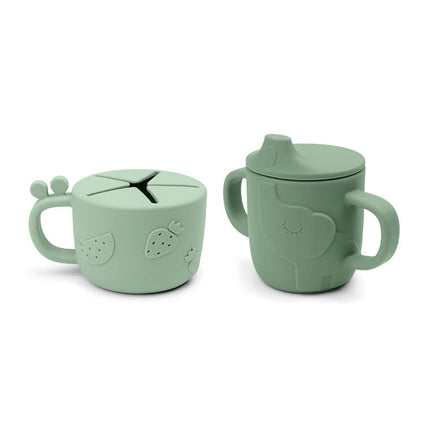 Done by Deer Snackbakje Met Drinkbeker Set Deer Friends Green koop je bij Babywinkel