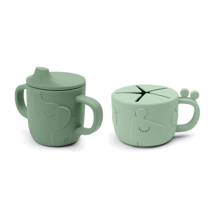 Done by Deer Snackbakje Met Drinkbeker Set Deer Friends Green koop je bij Babywinkel