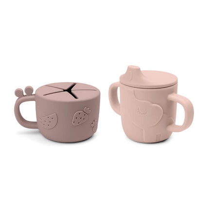 Done by Deer Snackbakje Met Drinkbeker Set Deer Friends Powder koop je bij Babywinkel