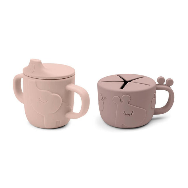 Done by Deer Snackbakje Met Drinkbeker Set Deer Friends Powder koop je bij Babywinkel