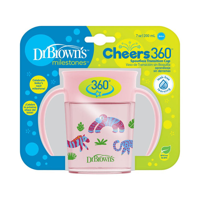 Dr. Brown's Drinkbeker Cheers 360 Cup Met Handvaten Roze 200ml koop je bij Babywinkel