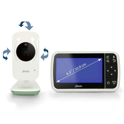 Alecto Babyfoon Dvm - 149 Met Camera En 4.3 Inch Kleurenscherm Wit/Groen koop je bij Babywinkel