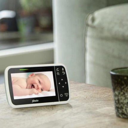 Alecto Babyfoon Dvm - 149 Met Camera En 4.3 Inch Kleurenscherm Wit/Groen koop je bij Babywinkel