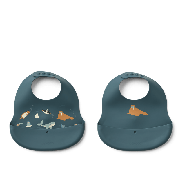 Liewood Slabbetje Ember Arctic Sea/ Ocean View 2St koop je bij Babywinkel