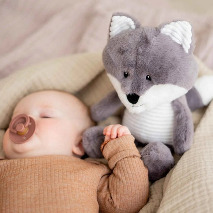 Flow Amsterdam Knuffel met Hartslag Robin Vosje Grijs koop je bij Babywinkel