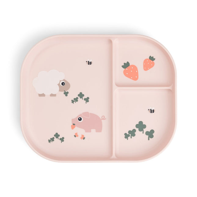 Done by Deer Babybord Tiny Farm Roze 3 Vakjes koop je bij Babywinkel